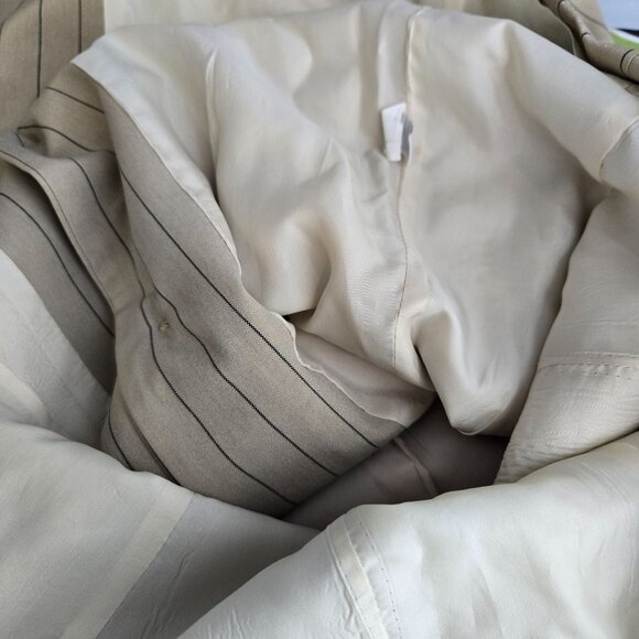 Ilie Wacs 6 beige diagonal stripe wood button blazer jacket VTG UNION tag USA - Picture 12 of 14